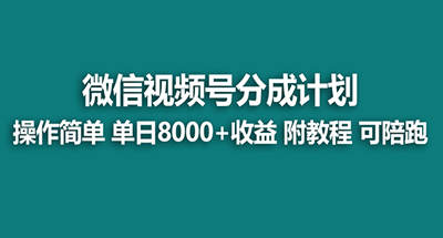 【蓝海项目】视频号分成计划最新玩法，单天收益8000+，附玩法教程