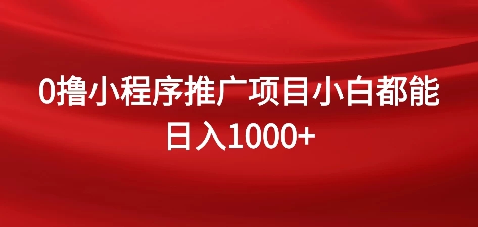 0撸小程序推广项目，日入四位数，零基础小白也能做