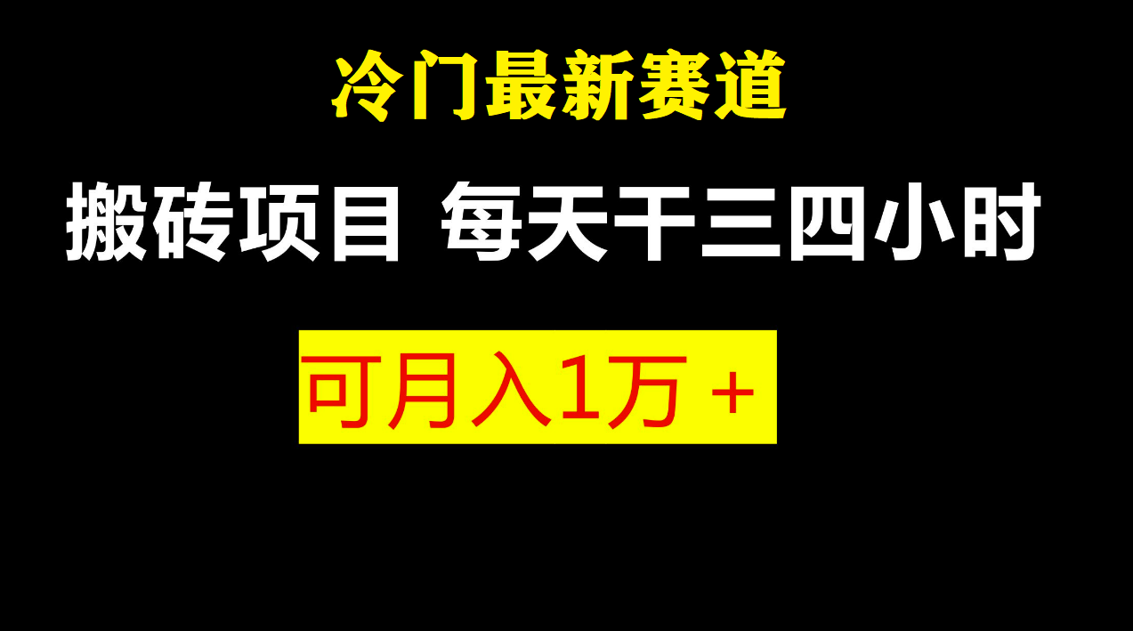 最新冷门游戏搬砖项目，小白零基础也可以月入过万（附教程+软件）